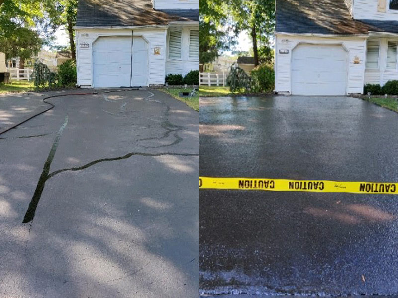 before and after sealcoating in small driveway wenonah nj