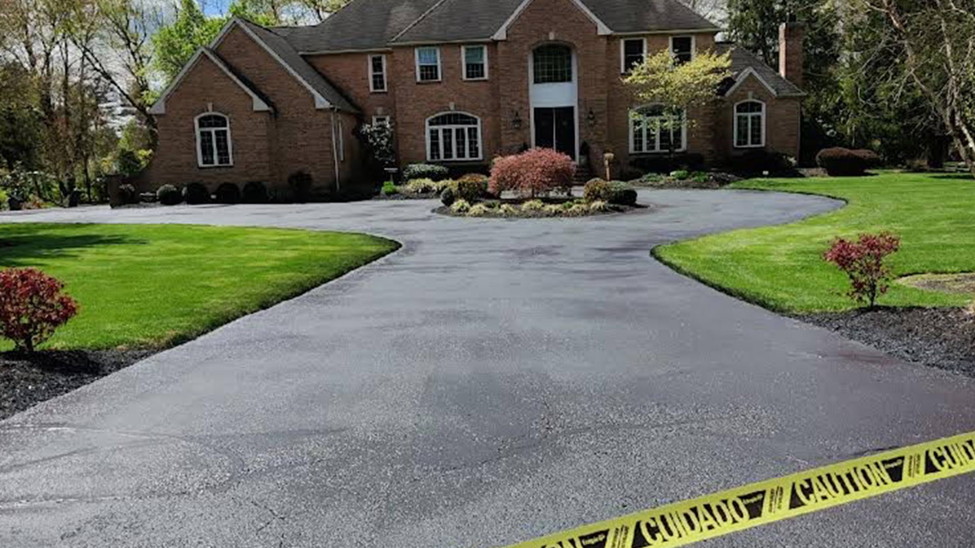 caution tape in front of long driveway wenonah nj